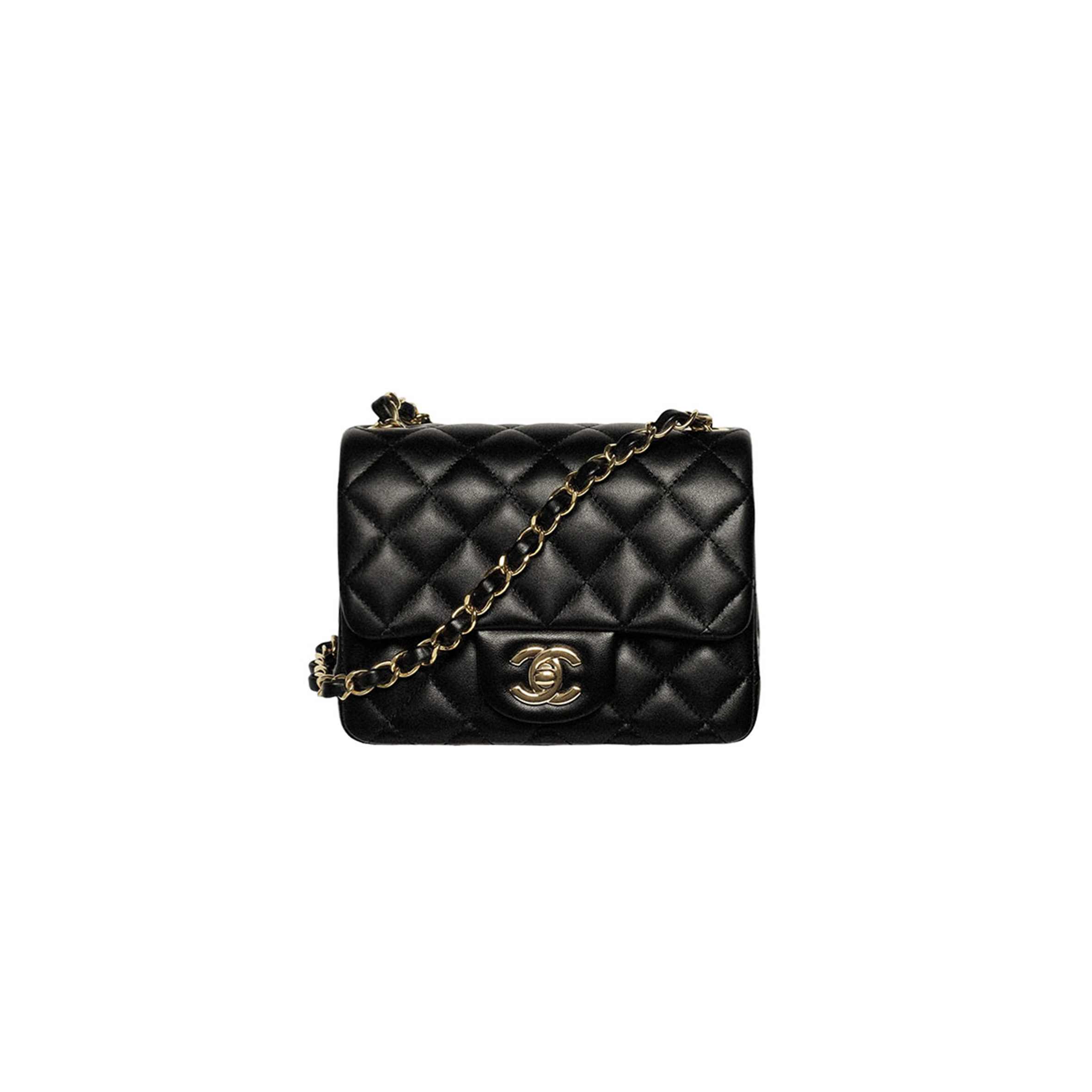 CHANEL MASTER SQUARE FLAP BAG BLACK LAMBSKIN  GOLD HARDWARE A35200 (17*13.5*8cm)